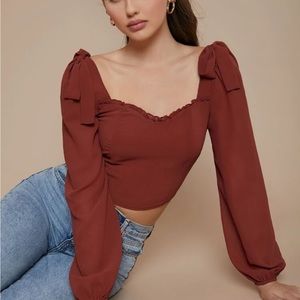 Knot Detailing Ruffled Crop Top